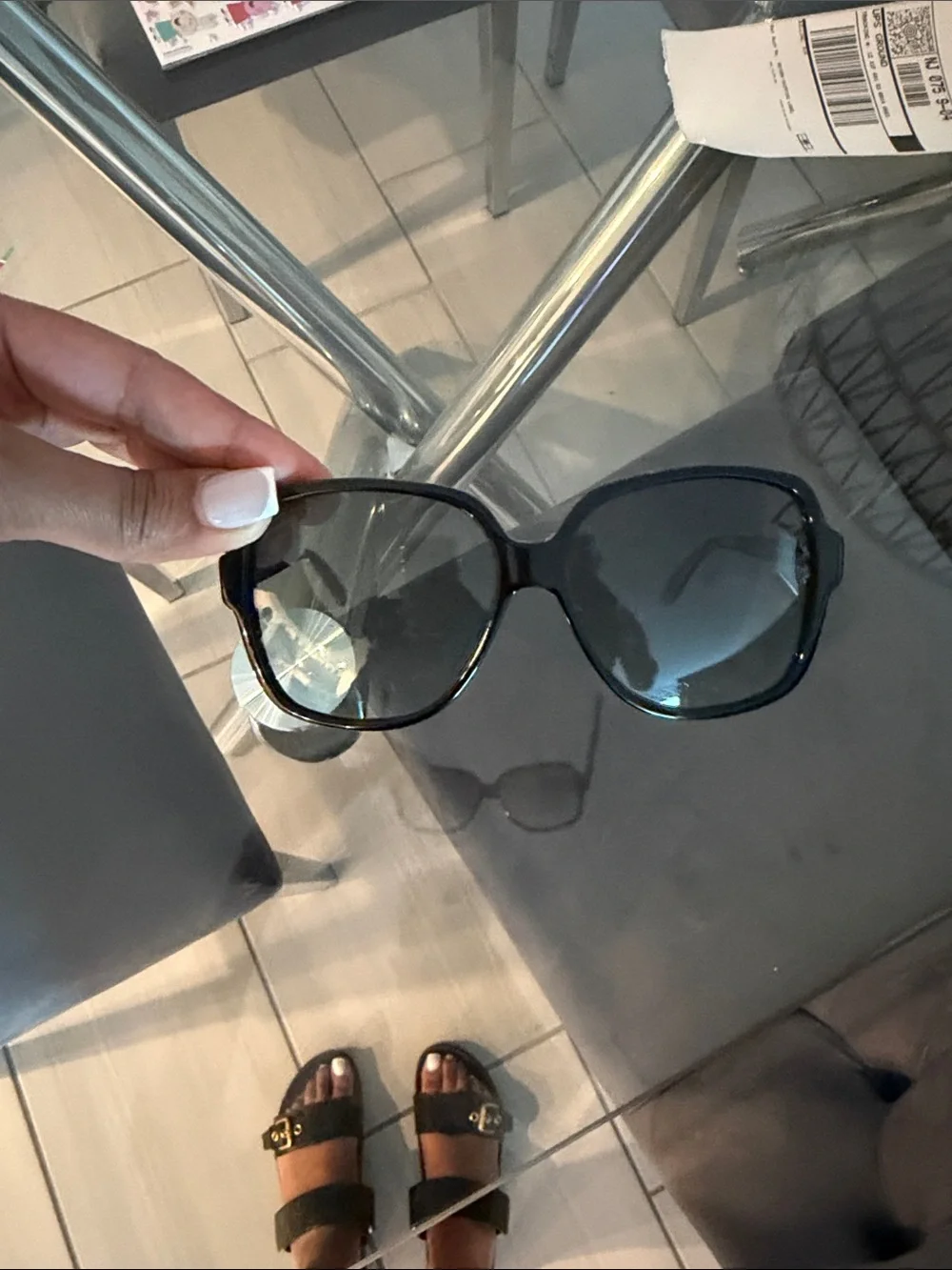 Gucci Black Sunglasses with Green-Red Accent - Women's Designer Shades